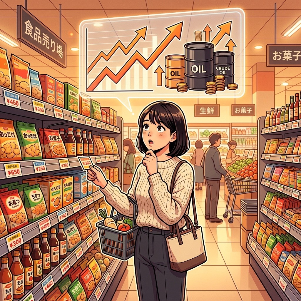 値上げラッシュと投資家の視点を表すイラスト