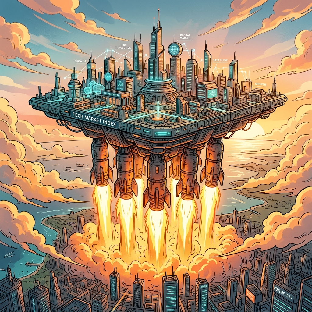 一部の強力なロケットが市場全体を押し上げるイラスト