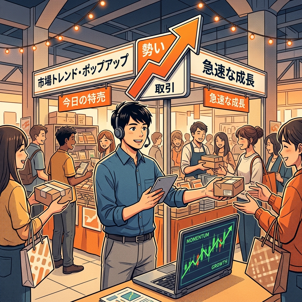 流行りのタピオカ屋に並ぶ若者たちのイラスト