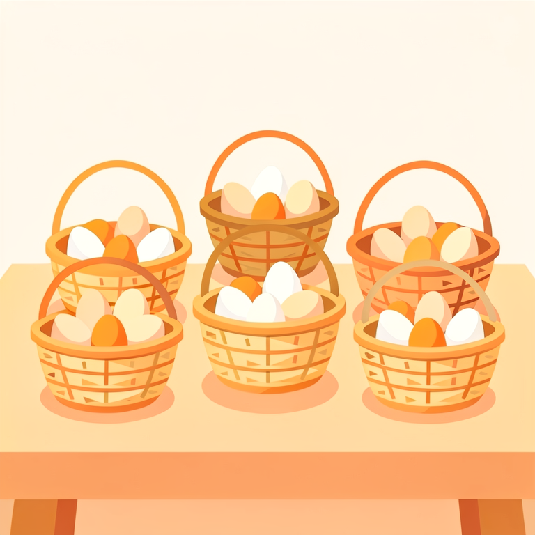 複数のカゴに卵を分けて入れる分散のイラスト