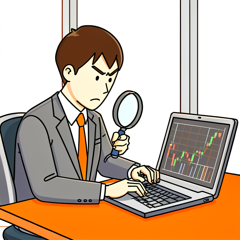 株価チャートをウォッチするビジネスパーソンのイラスト