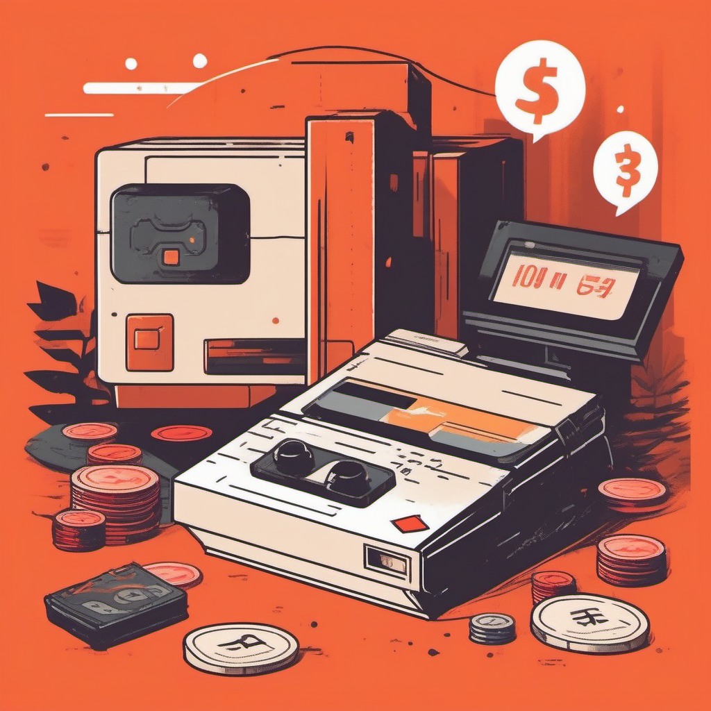 ゲームコントローラーと価格上昇を示すグラフのイラスト