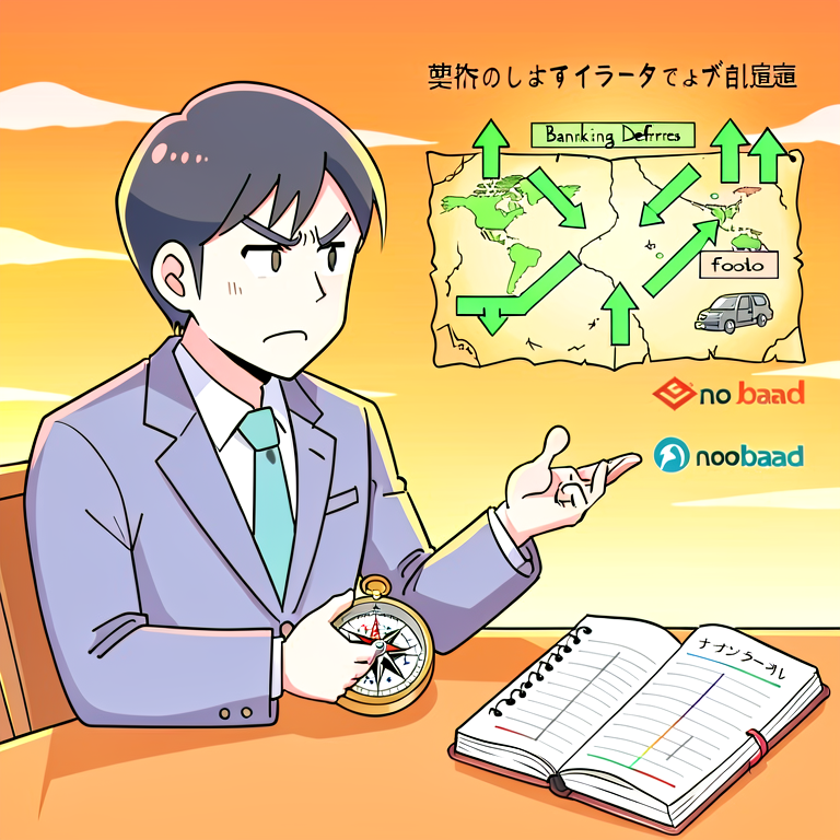 利益率の変化方向を読む投資家のイラスト