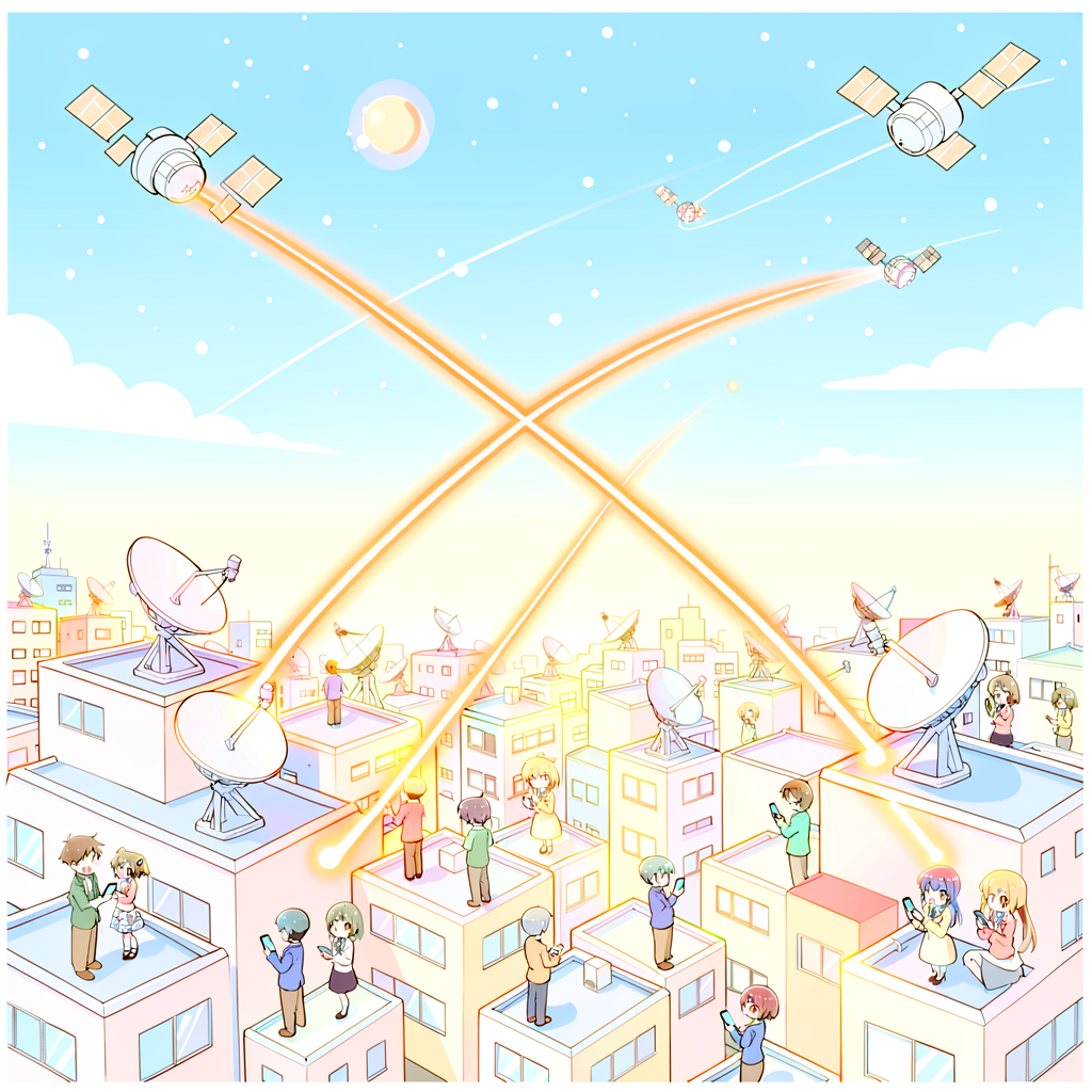 宇宙ビジネスをテーマにした温かみのあるイラスト