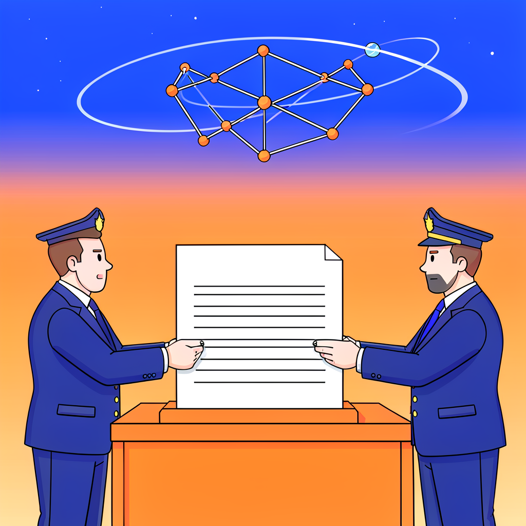 政府と宇宙企業の契約をイメージしたイラスト
