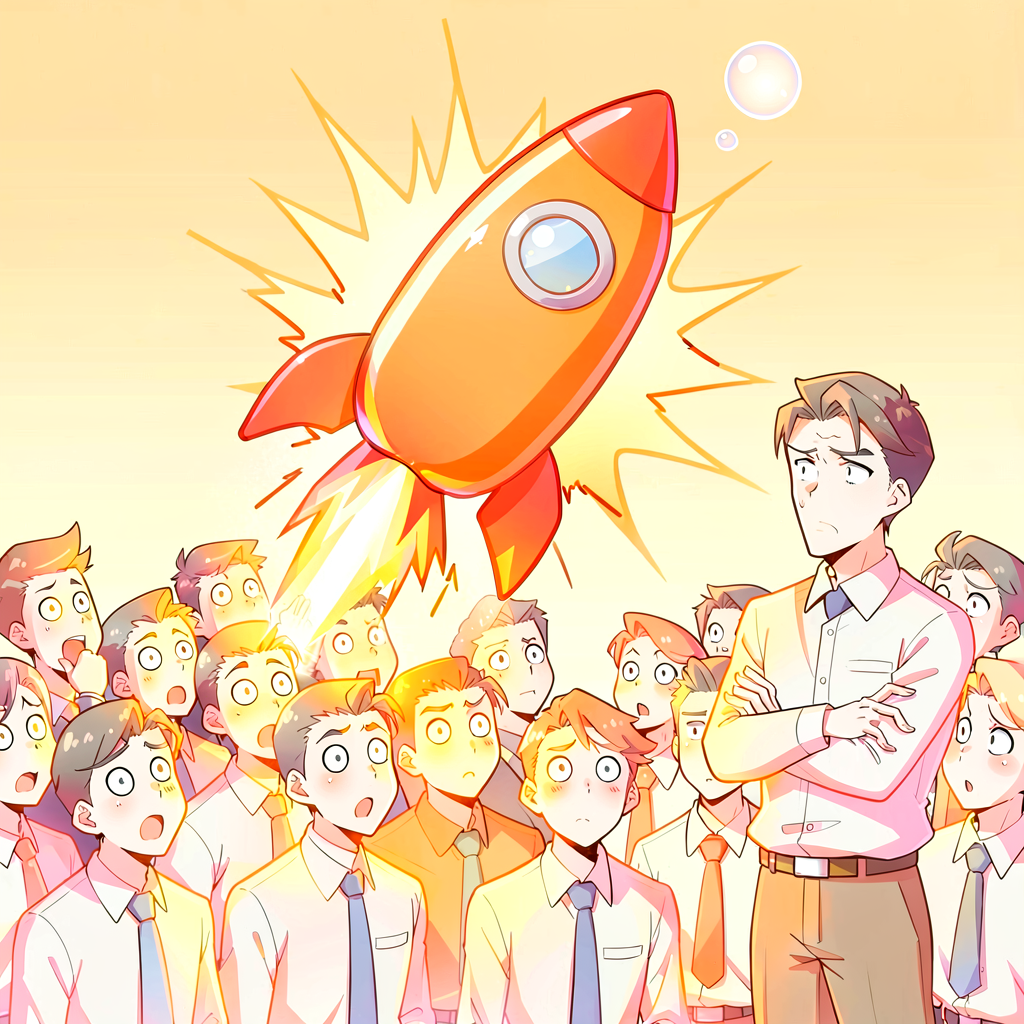 バブルと投資の波をイメージしたイラスト