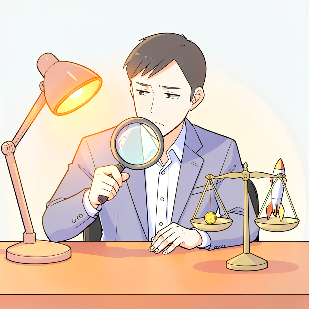 冷静に投資判断をするビジネスパーソンのイラスト