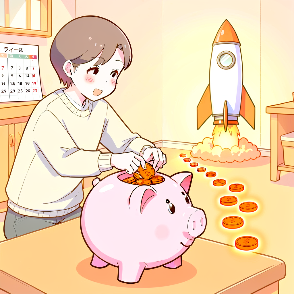 積立投資をコツコツ続けるイメージのイラスト